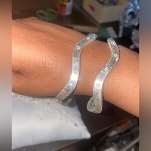 🌸🌼Silver Plated 5mm wide Scratch Style Bangle Bracelet
